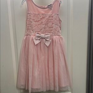 Sleeveless Pink Lace & Tulle Bow Dress for Girls by